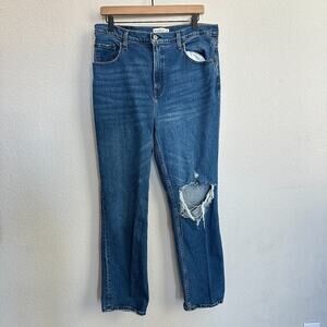 Abercrombie Fitch Jeans 14S Short 32 Denim Straight Medium Wash Distressed 90s